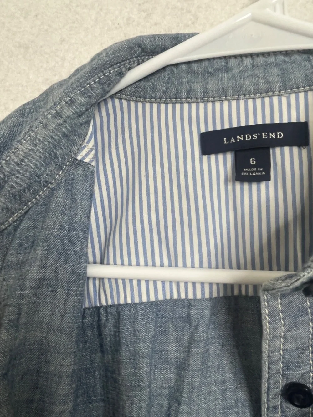 Lands’ End Chambray Shirt Dress Size 6 Button Front Denim Blue - Picture 4 of 4